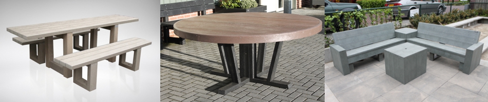 Straatmeubilair van 100% gerecycled pvc